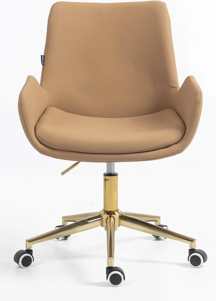 HR240K Scaun Carmel Piele Ecologica Premium Soft cu Bază Aurie