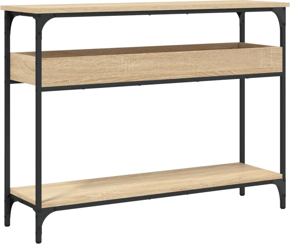 vidaXL Masă consolă cu raft, stejar Sonoma, 100x29x75cm, lemn stratificat