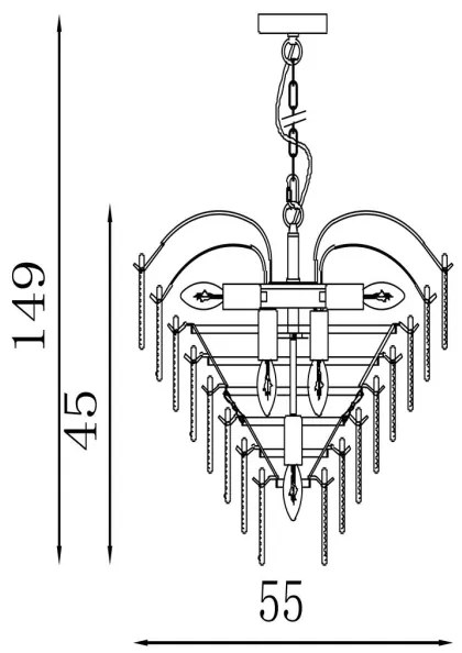 Searchlight 48970-6SB - Candelabru pe lanț FEATHER, 6xE14/60W/230V