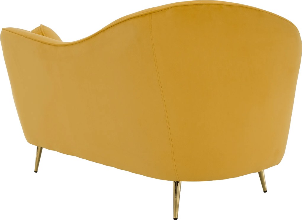 Canapea cu 2 locuri de design, ţesătură Velvet galbenă/gold crom auriu, EZIO TYP 2