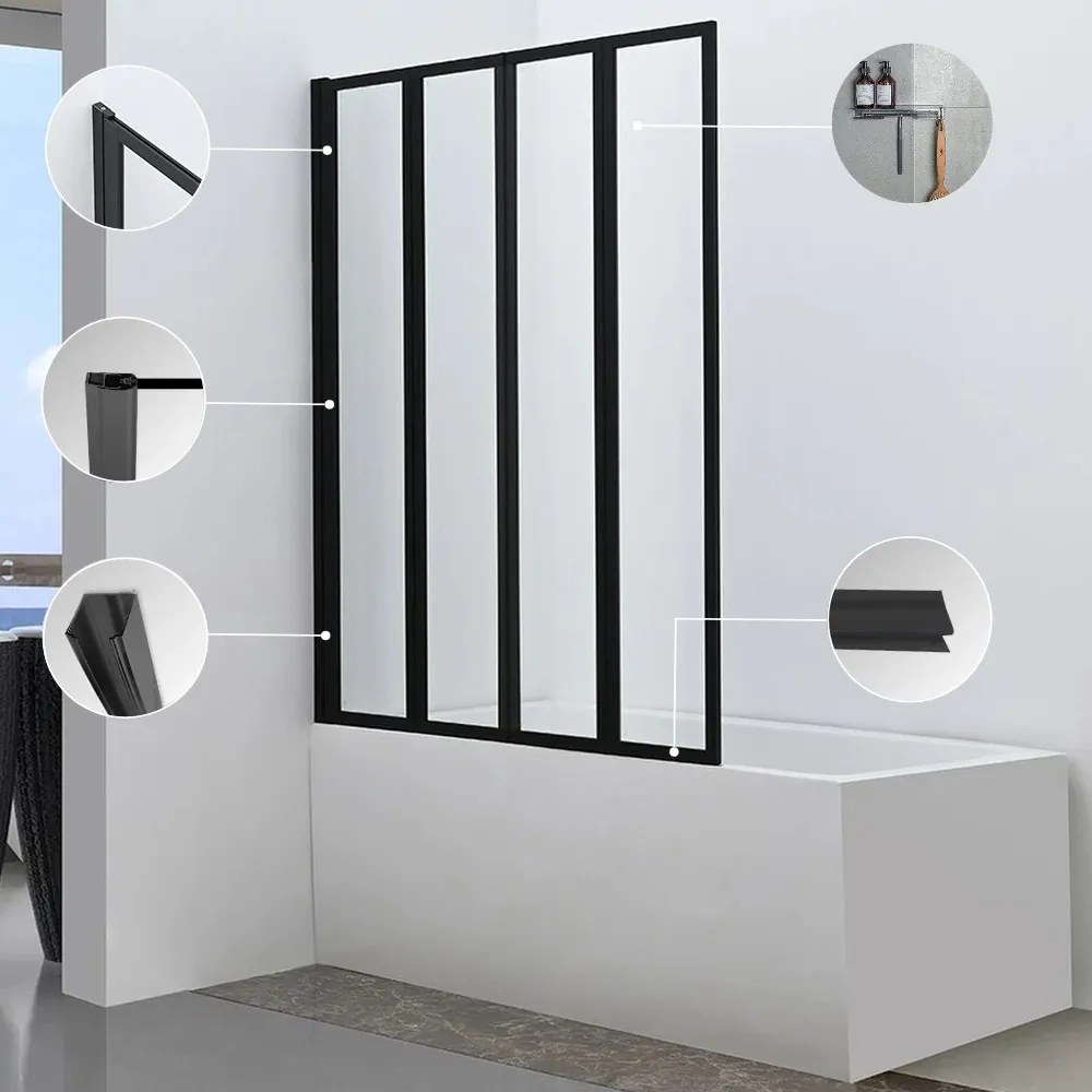 Paravan de baie Tribeca 110x140 cm negru