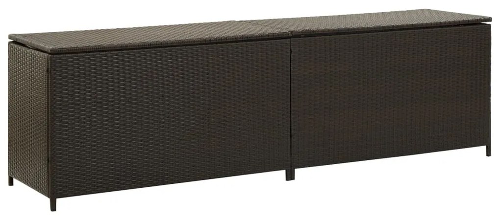 46475 vidaXL Ladă de depozitare de grădină, maro, 200x50x60 cm, poliratan