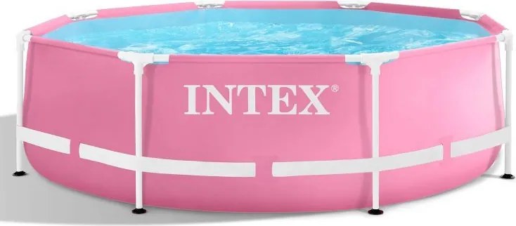 Piscină de grădină roz cu cadru 244 x 76 cm