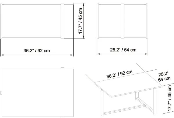 Măsuță de cafea MERIDETHS 45x92 cm aurie/albă