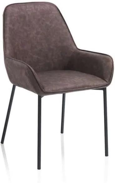 Set 4 scaune Montgomery, 89x53x54 cm, metal/ ecopiele, maro
