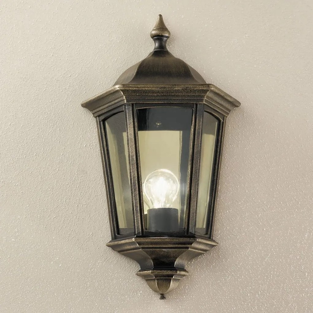 Aplica de perete exterior stil clasic IP43 Puchberg AL 11K/82505 schwarz-gold/rauch OR