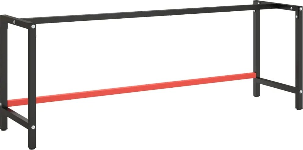 vidaXL Cadru banc de lucru, negru mat/roșu mat, 220x57x79 cm, metal