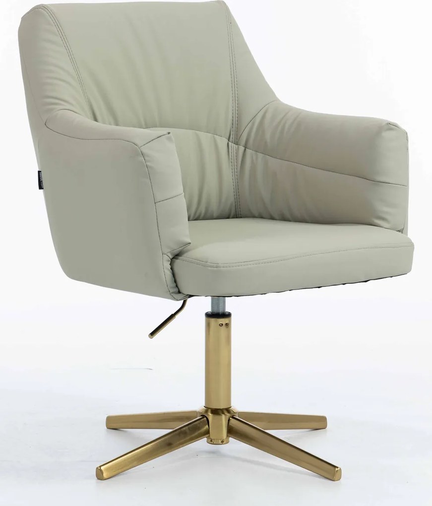 HR840CROSS Scaun Culoarea Inului Piele Ecologica Premium Soft cu Bază Aurie