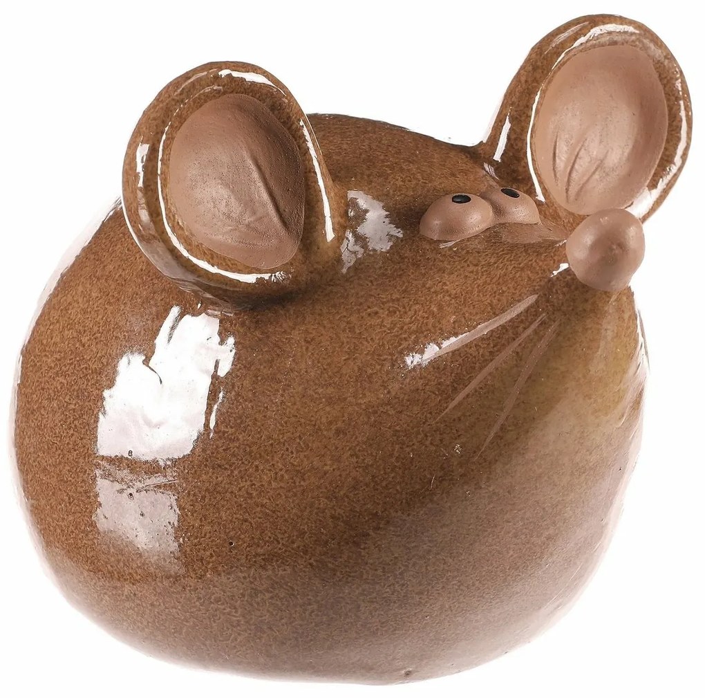 Decorațiune ceramică Șoarece, 17 x 14 x 14 cm,maro, 17 cm