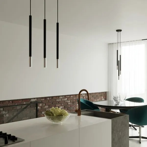 Lustră pe cablu MOSAIC 3xG9/12W/230V neagră/cromată