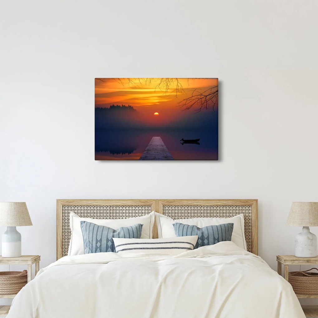 Tablou cu podul în apus de soare (90x60 cm)