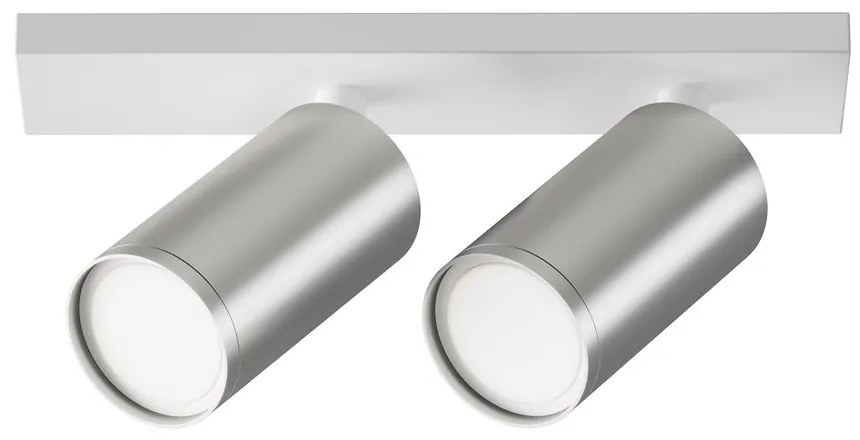Aplica de perete / tavan cu 2 spoturi directionabile design tehnic Focus S alb, argintiu
