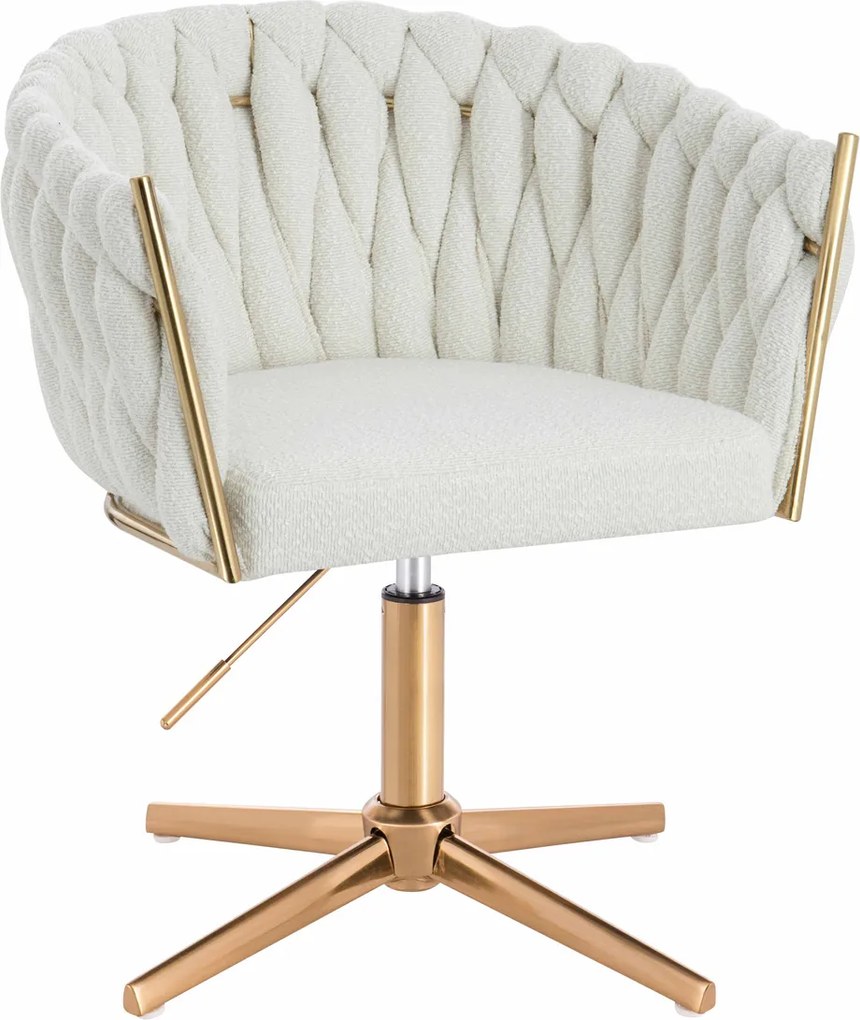 HR750CROSS Scaun Crem Boucle cu Bază Aurie