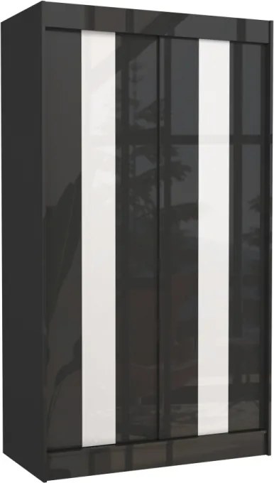 Dulap cu usi glisante 120x215 cm, Karen, ADRK Furniture (Culoare: Alb / Negru Lacobel)