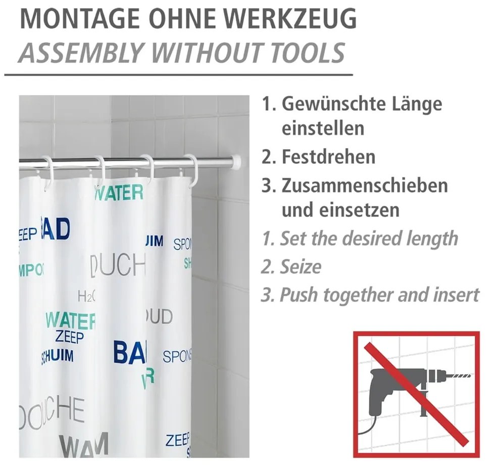 Bară pentru perdea de duș argintie 110 - 185 cm – Wenko