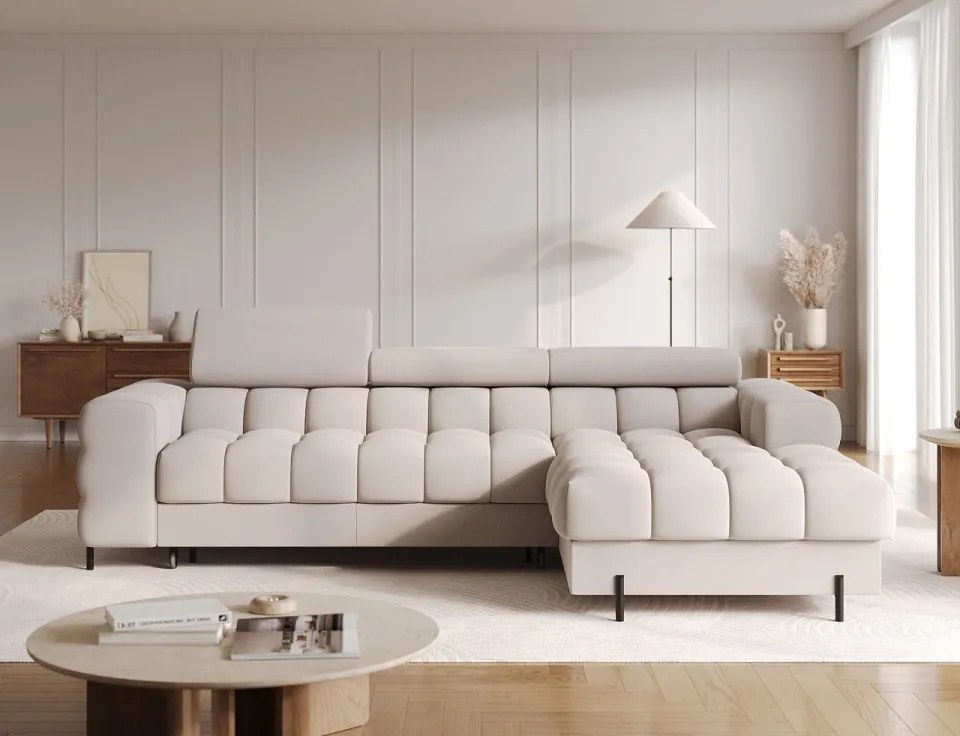 Coltar extensibil cu spatiu pentru depozitare, 285x181x93 cm, Felro R, Eltap (Culoare: Bej / Sola 18)