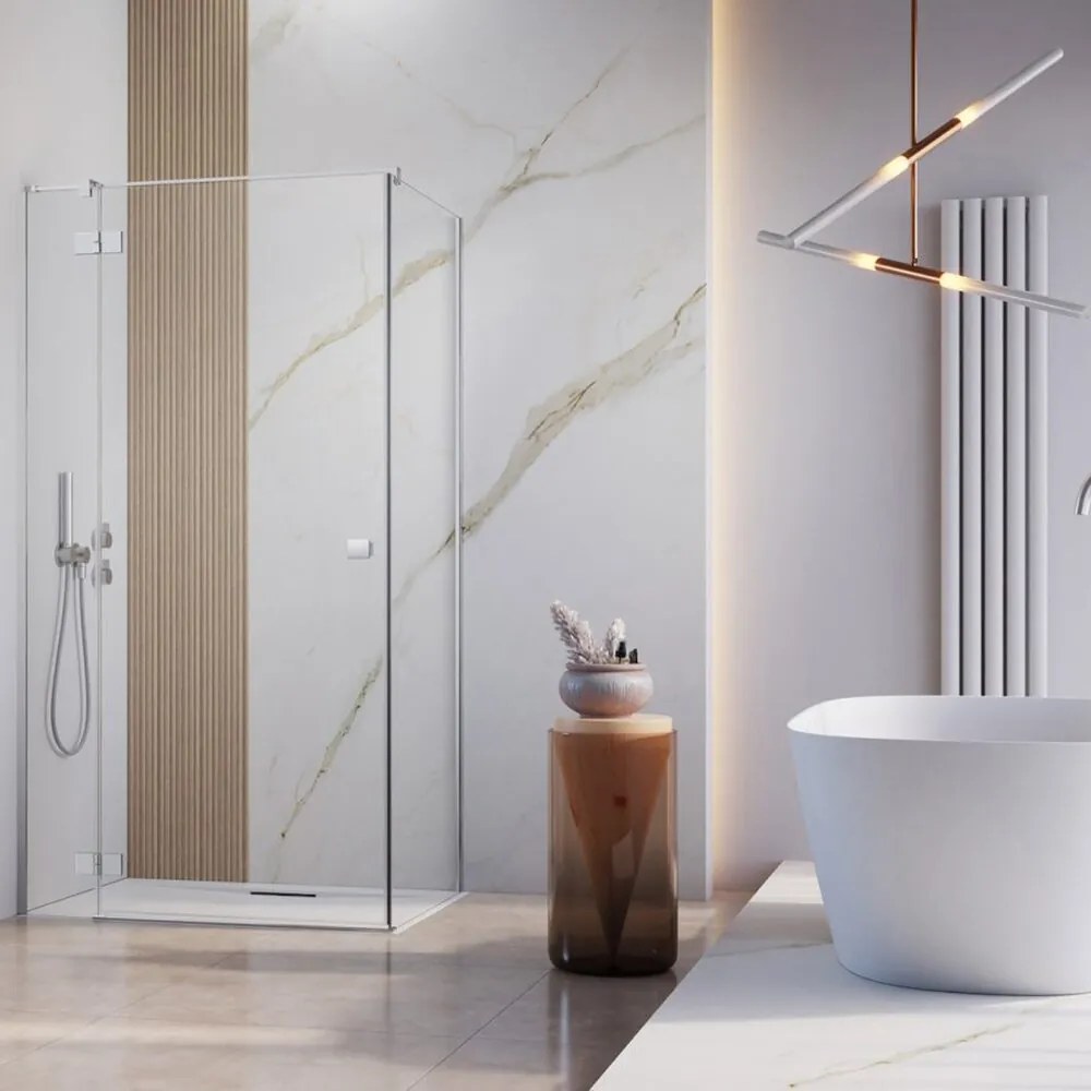 Cabina de dus dreptunghiulara cu usa batanta Radaway Essenza KDJ 120x90 cm crom-transparent stanga