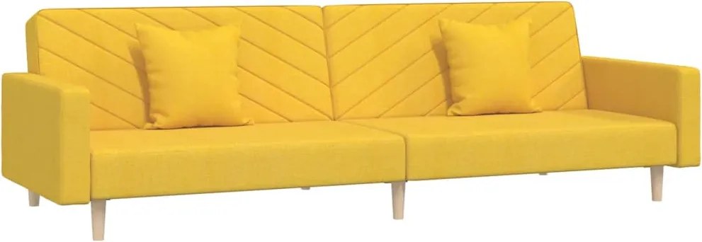 vidaXL Canapea extensibilă cu 2 locuri, 2 perne, galben, textil