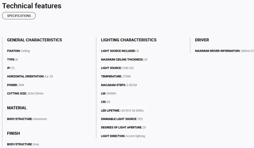 Spot LED incastrabil MINI COLIN-2 Grey recessed 36-50W 2700K 20°