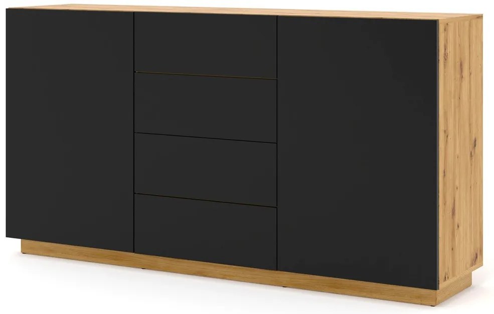 Comodă Aurora KOM2D4S (Stejar artisan + negru mat). 1124845