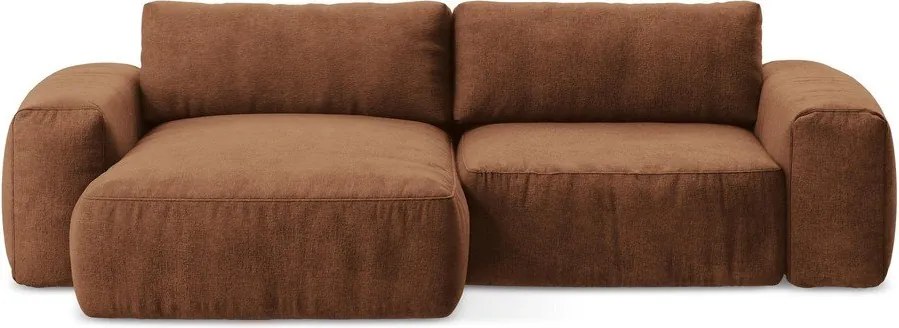 Colțar teracotă extensibil cu tapițerie din chenille (cu colț pe partea stângă/cu șezlong) Kuki – Makamii