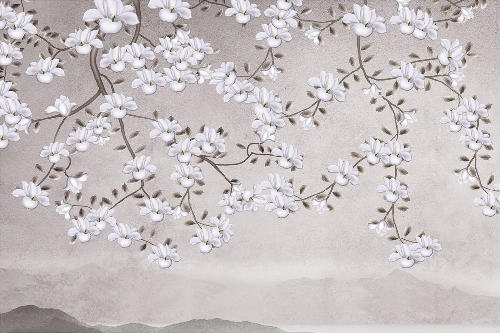 Tablou - Flori într-un peisaj gri (90x60 cm)