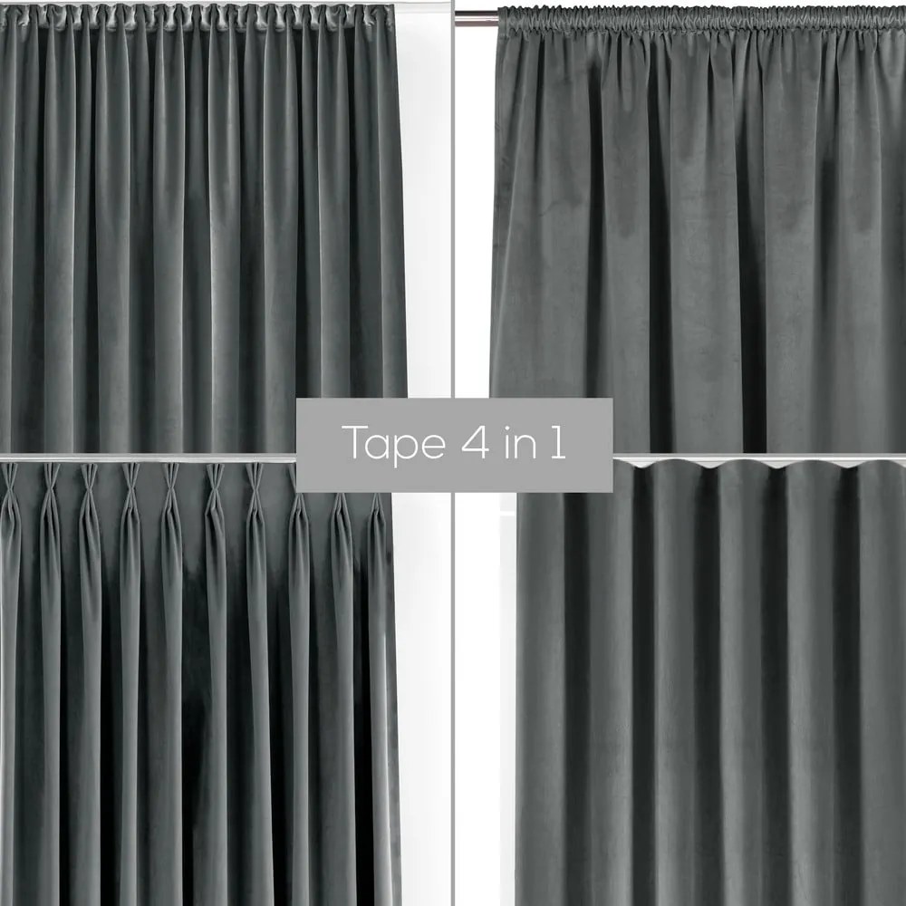 Draperie gri închis dimout (semi-opacă) din catifea 530x270 cm Velto – Filumi