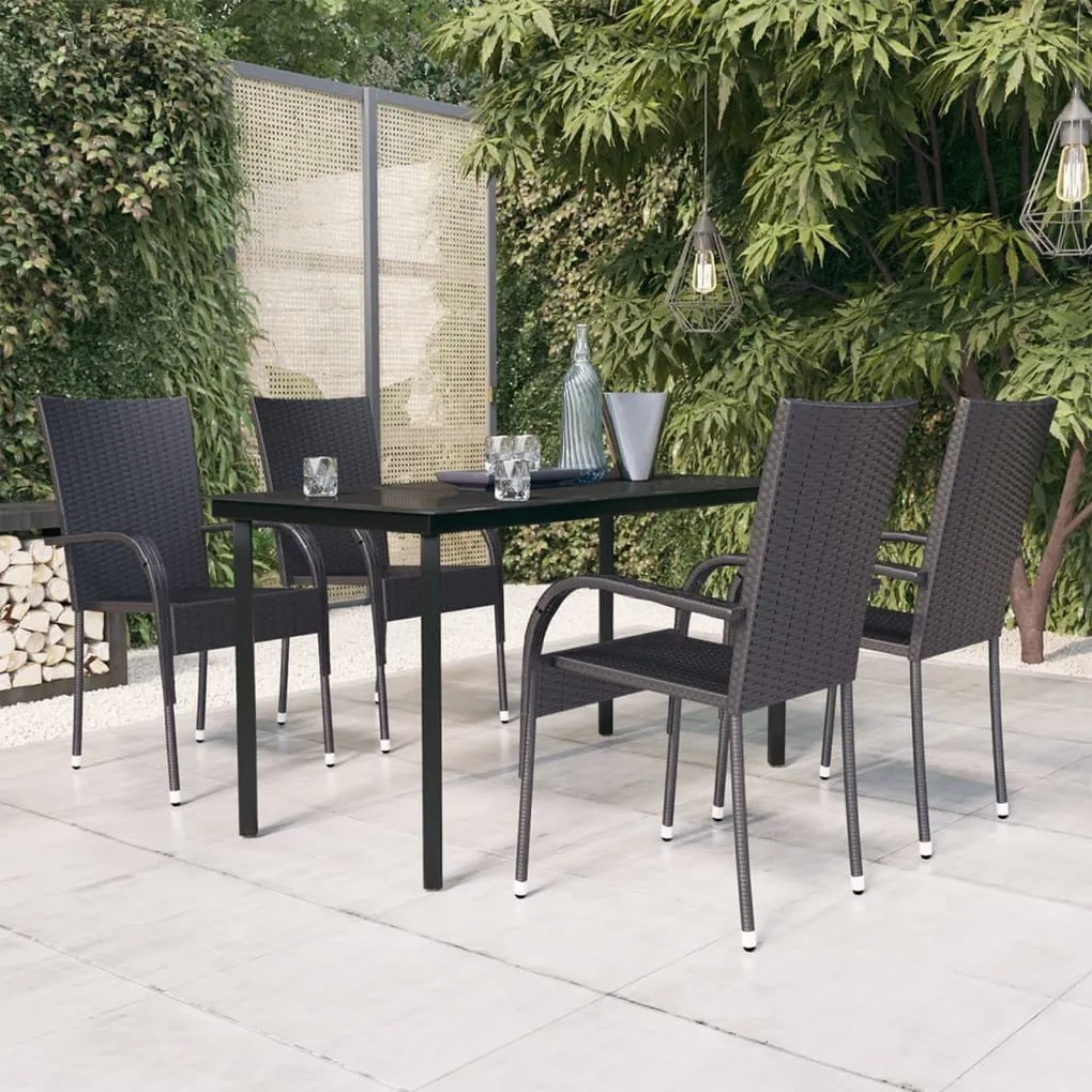 vidaXL Set mobilier de grădină, 5 piese, negru