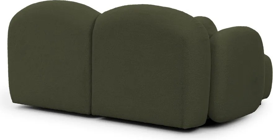 Colțar verde cu tapițerie din țesătură bouclé (cu colț pe partea stângă/cu șezlong) Orbit – Ropez