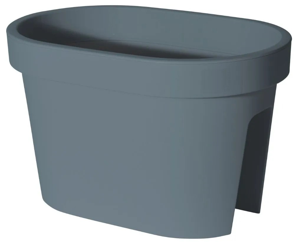 Ghiveci pentru balustradă, design oval, culoare gri antracit mat, 26x39.5x24 cm