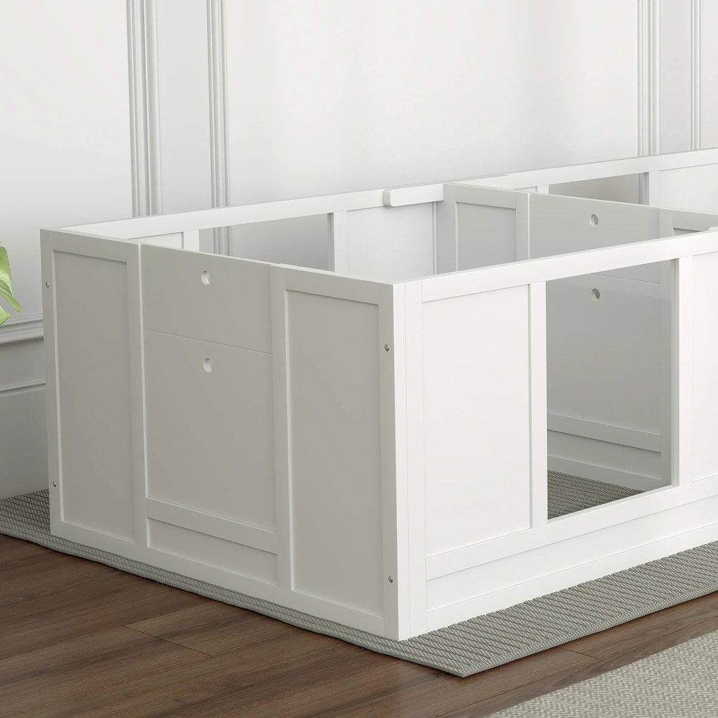 PawHut Cutie pentru căței, cu panouri clare, design în 2 compartimente, pentru câini mici | Aosom Romania