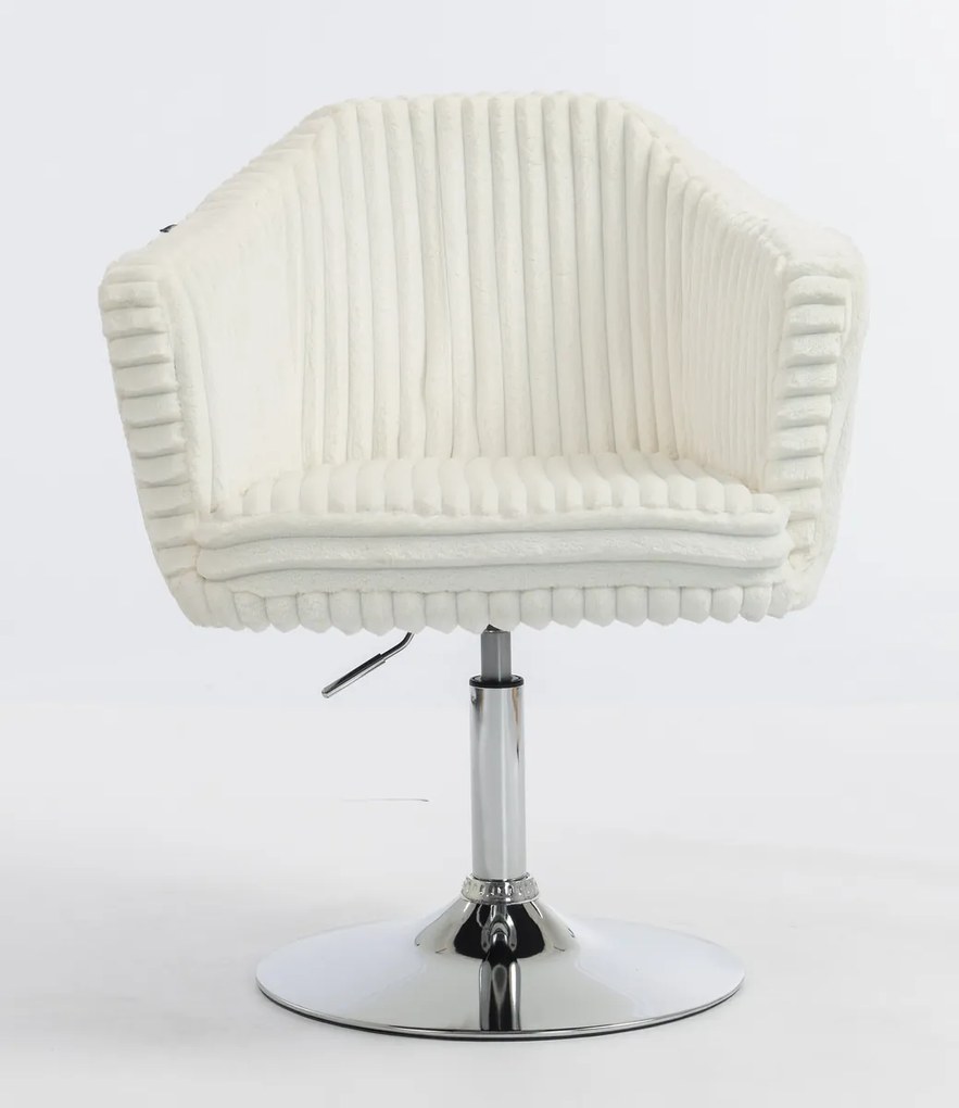 HR832N Scaun Alb Teddy Cord cu Bază Cromata