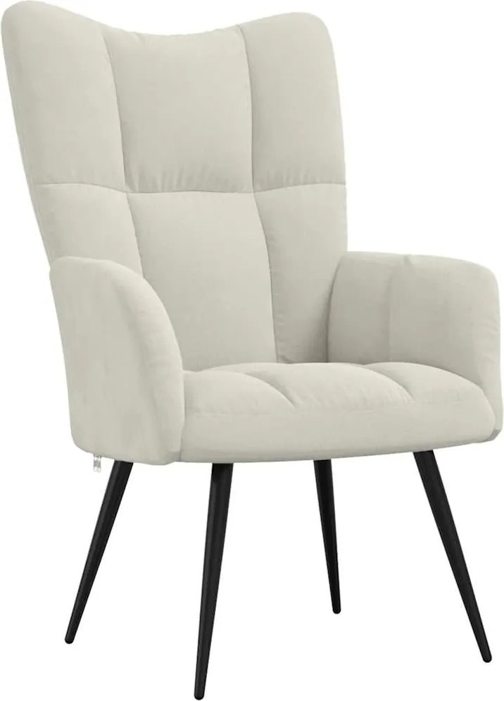 vidaXL Scaun de relaxare, alb crem, catifea