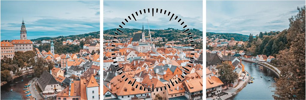 Tablou - Krumlov din Cehia (cu ceas) (90x30 cm)