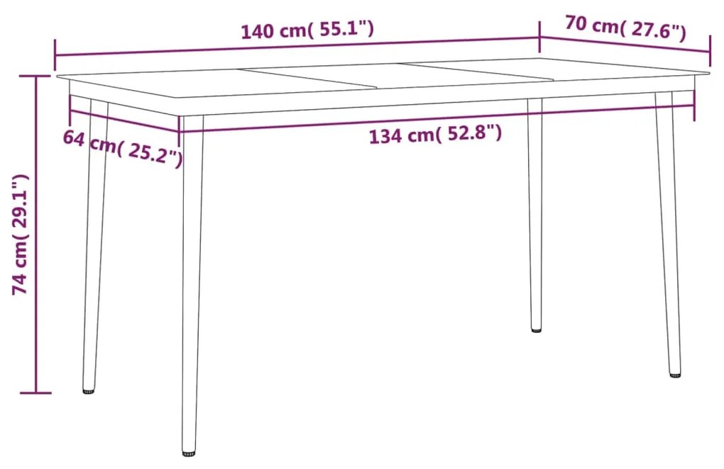 Set mobilier de gradina, 7 piese, negru negru si gri, Lungime masa 140 cm, 7