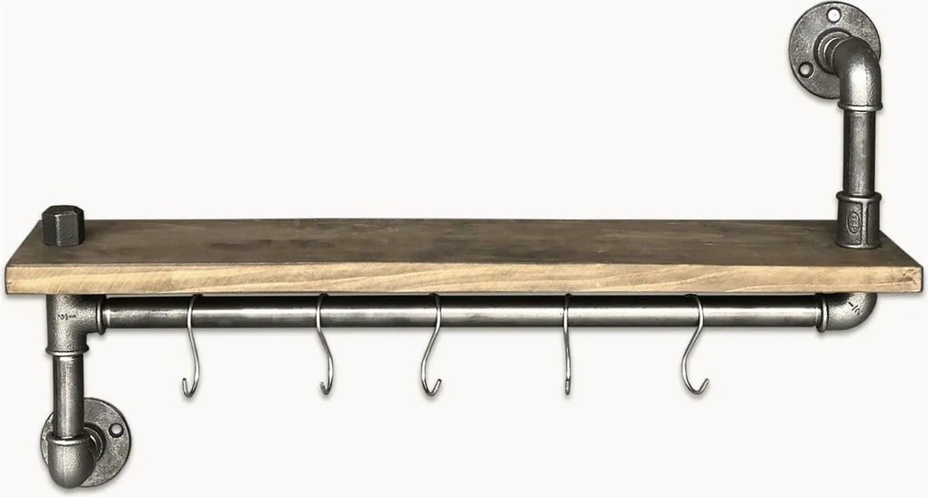 Raft bucatarie BORURAF 008, stejar/crom, lemn de molid/metal, 60x14x35