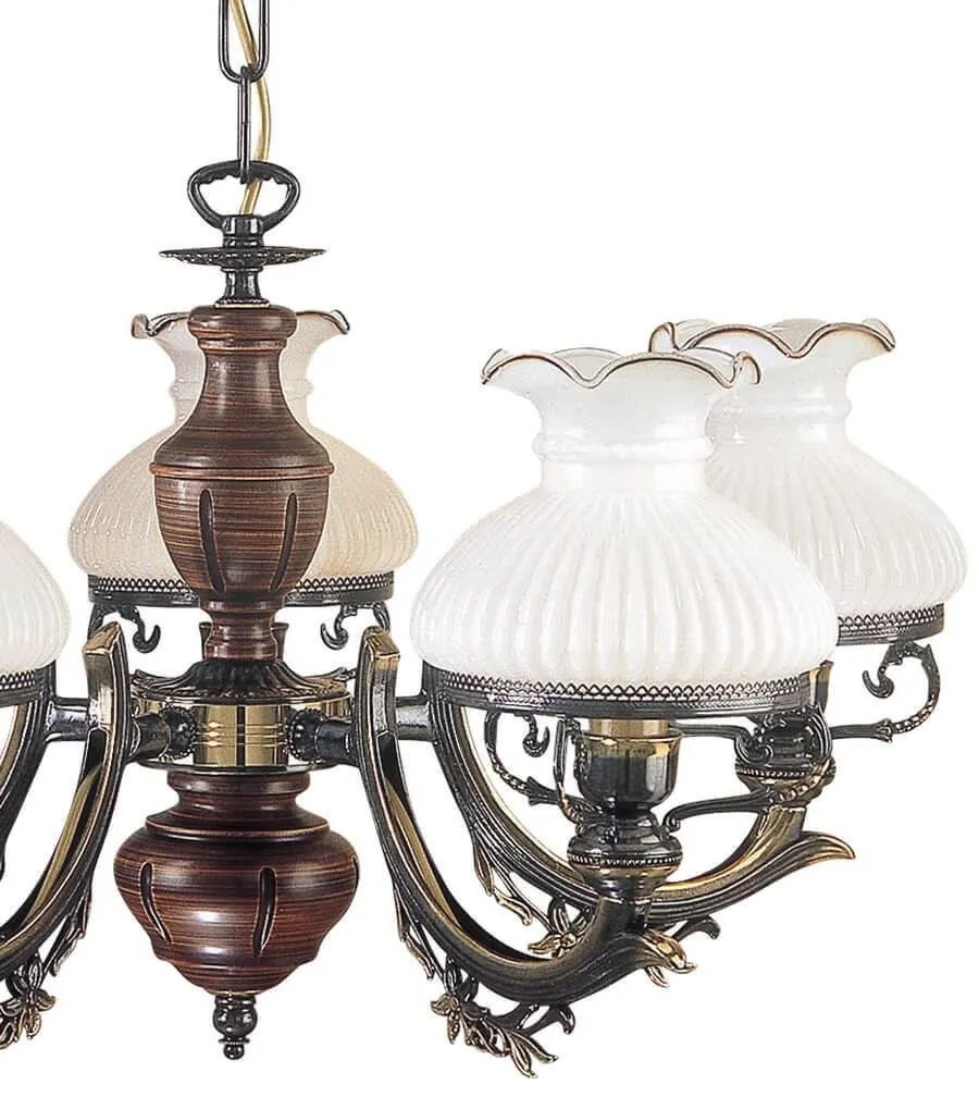Candelabru cu 5 brate design italian din alama cu lemn 2810