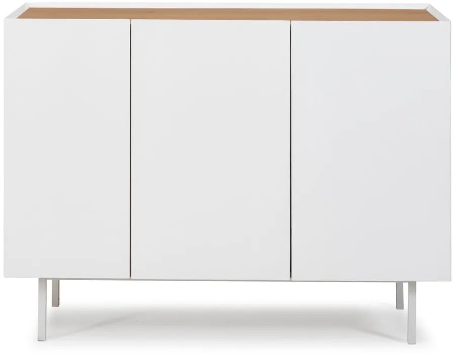 Comodă albă joasă cu aspect de lemn de stejar 110x85 cm Arista – Teulat