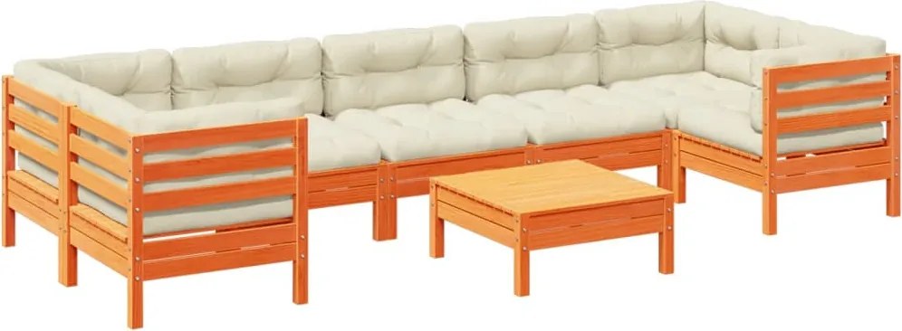 vidaXL Set canapele grădină cu perne, 8 piese, maro, lemn masiv de pin