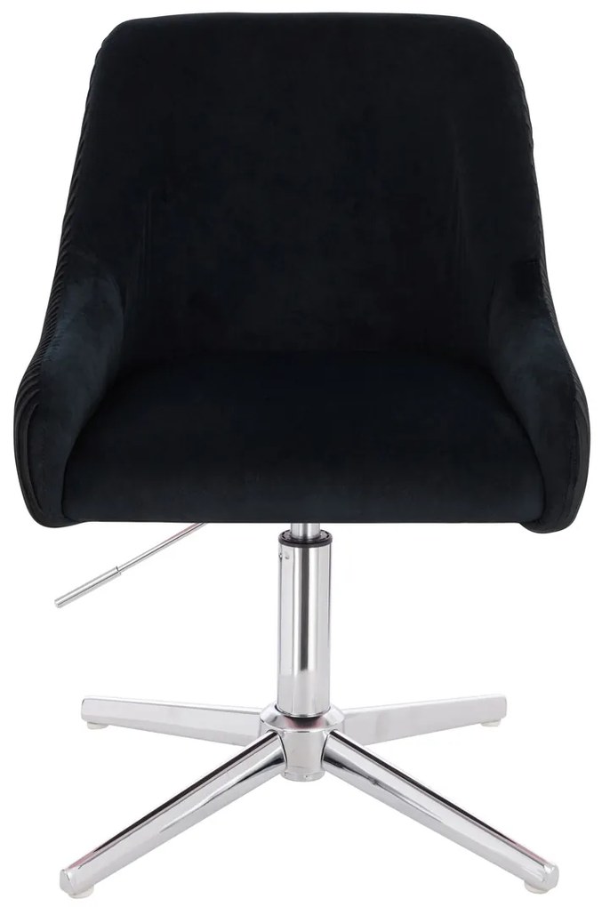 HR920CROSS Scaun Neagră din Catifea cu Bază Cromata