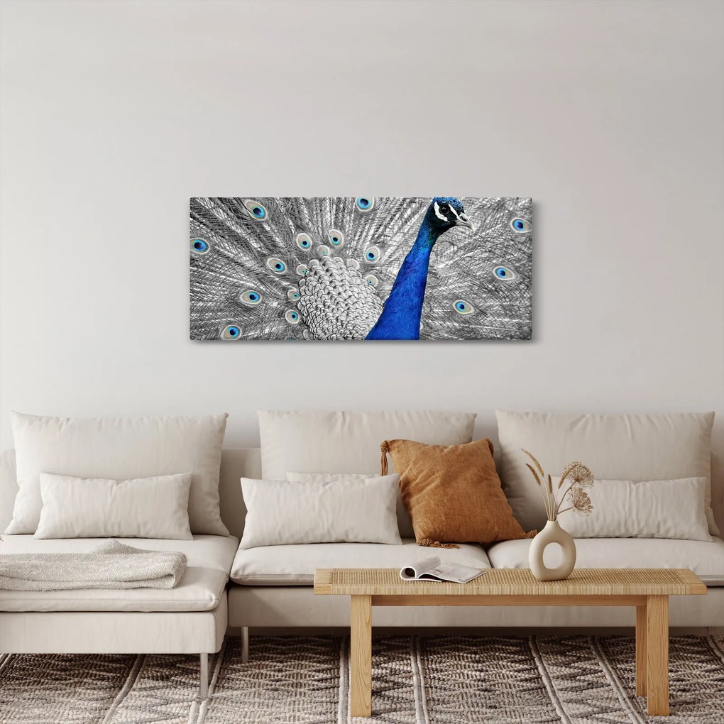 Tablou - păun albastru (120x50 cm)