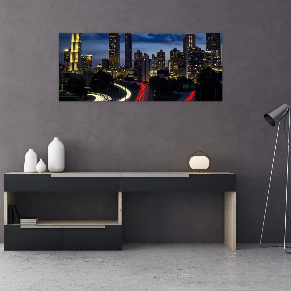 Tablou cu orașul nocturn (120x50 cm)