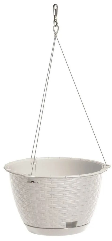 Ghiveci decorativ cu lant, rotund, alb, 24.3x16 cm, Ratolla Round WS