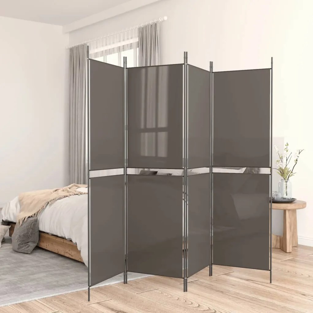 350236 vidaXL Paravan de cameră cu 4 panouri, antracit, 250x200 cm, textil
