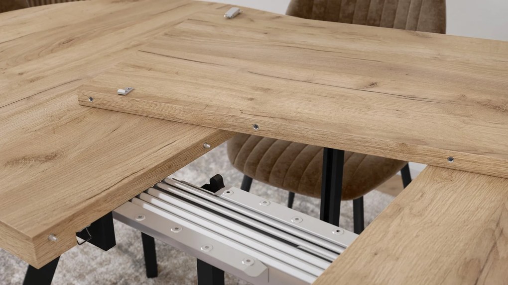 Mazzoni Masă ovală extensibilă EXPANSO Stejar Craft Auriu / picioare negre
