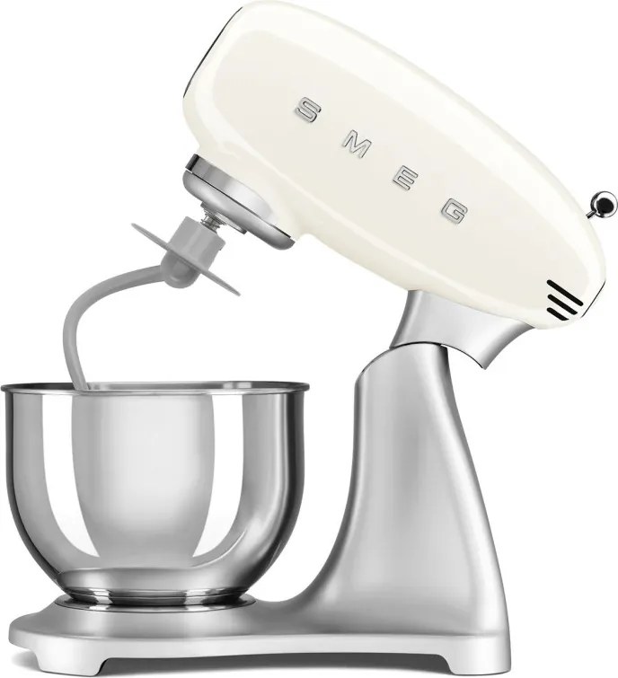 Mixer planetar Smeg SMF04CREU, 800 W, 4,8 l, 10 viteze, funcție de pornire treptată, picioare antiderapante, crem/inox