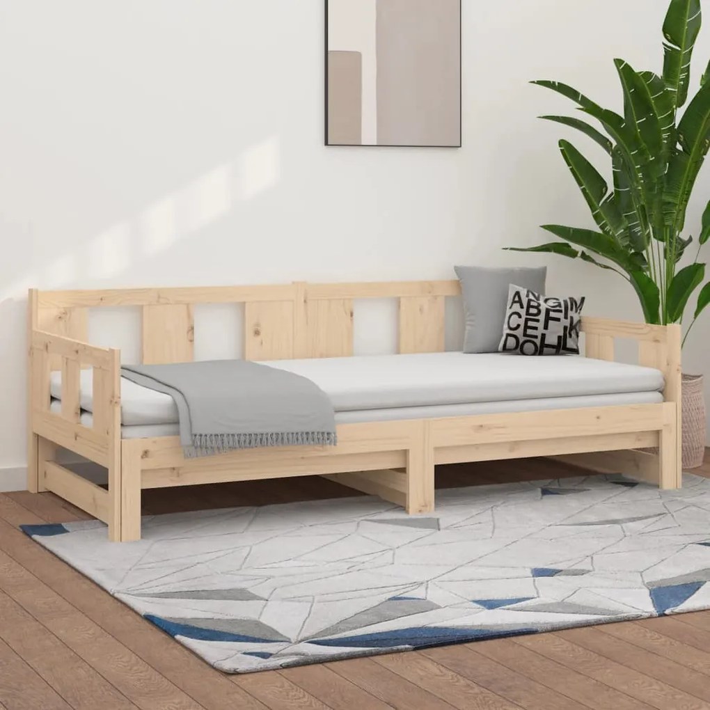 vidaXL Pat extensibil de zi, 2x(80x200) cm, lemn masiv de pin