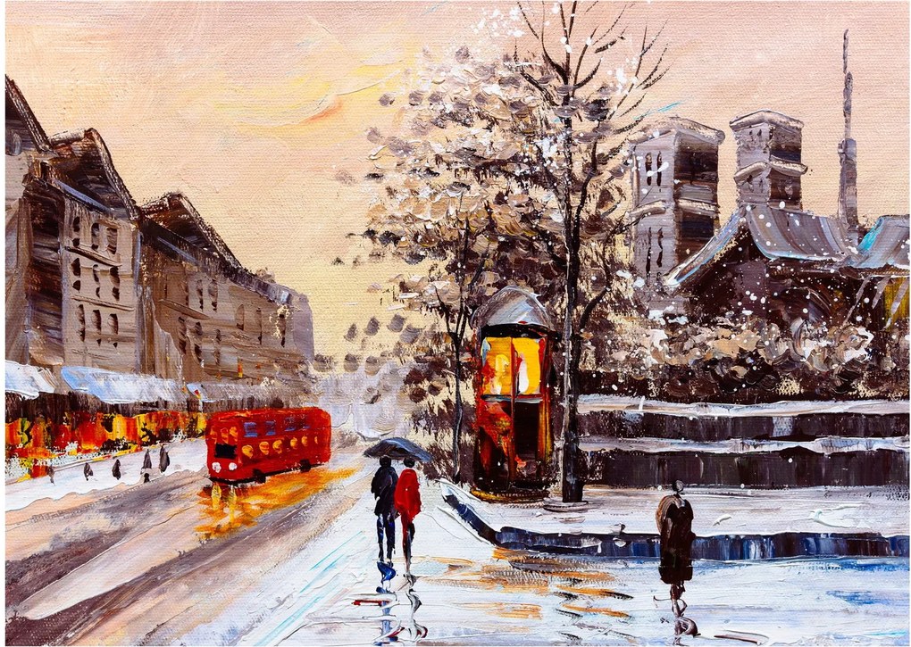 Tablou - Pictură oraș iarna (70x50 cm)