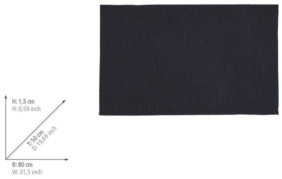 Covoraș de baie albastru închis din material textil 50x80 cm Chenille – Allstar