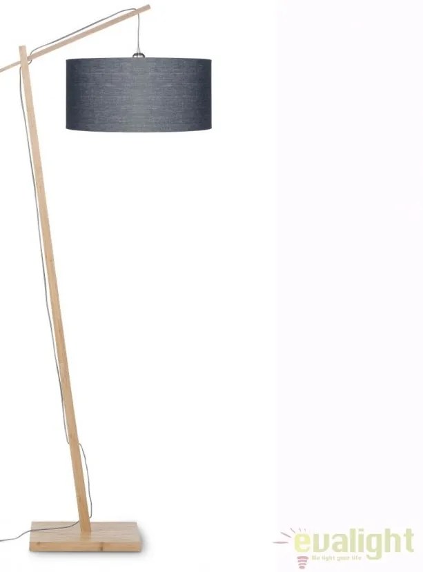 Lampadar cu cadru din bambus si abajur din tesatura in, Andes natur/ gri inchis ANDES/F/4723/DG